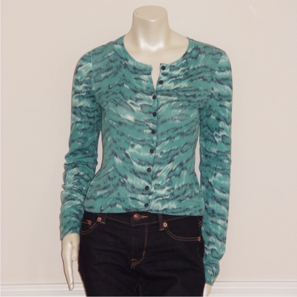 New with Tags Diane Von Fuerstenberg Ibiza Palace Tiger Green Cardigan Medium - Picture 3 of 13